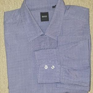 Mens L, Boss, Hugo Boss long sleeve regular fit blue shirt